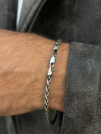 Polished Valor bracelet-for Men's Sterling Silver 925s (21cm-4mm)