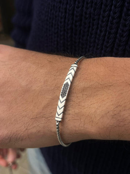 Arrow Zirconia Bracelet for Men's Sterling Silver 925s-(20cm-4mm)
