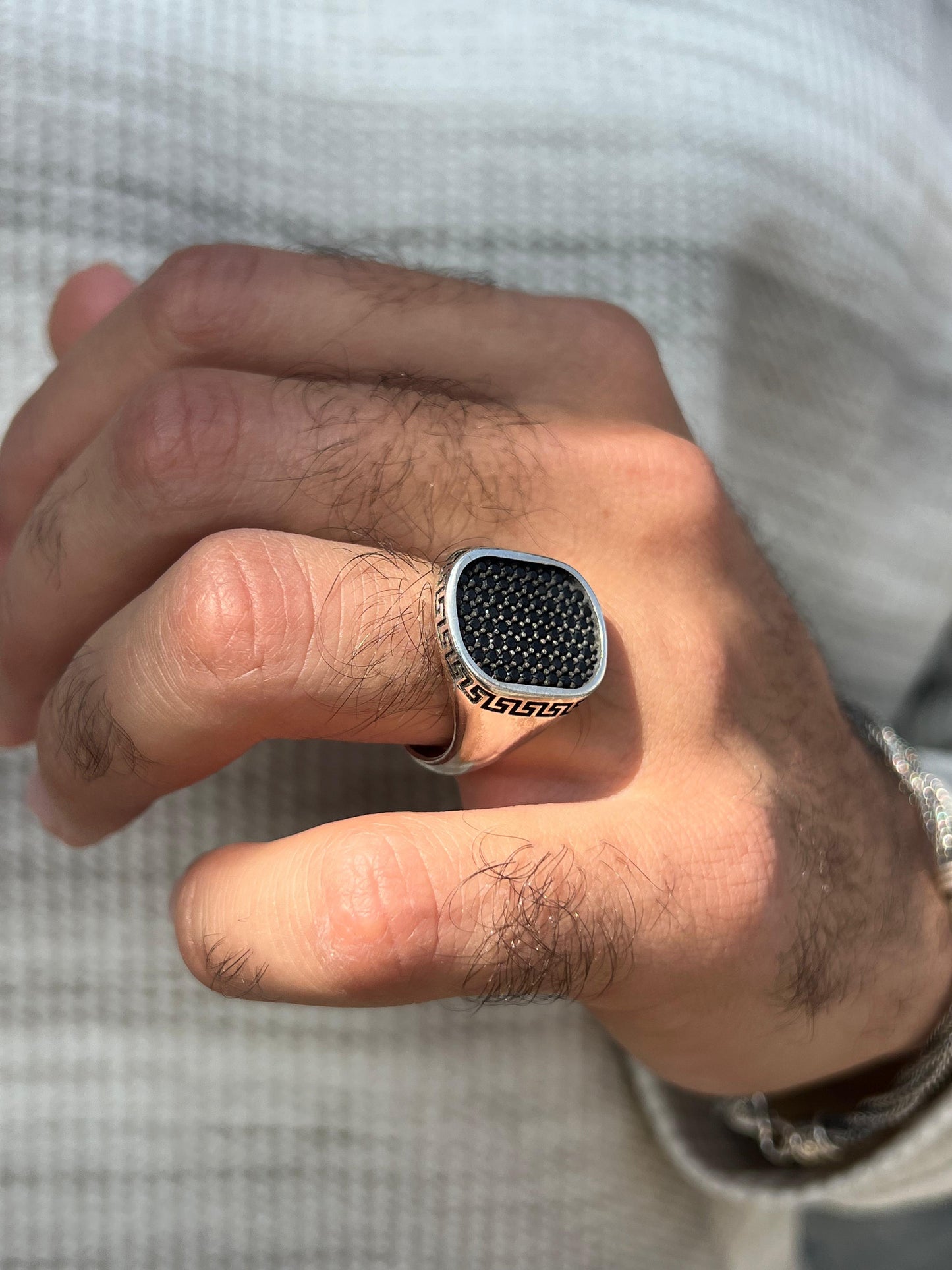 Black Zirconia Versace Ring -Sterling Silver 925s