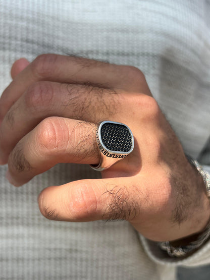 Black Zirconia Versace Ring -Sterling Silver 925s