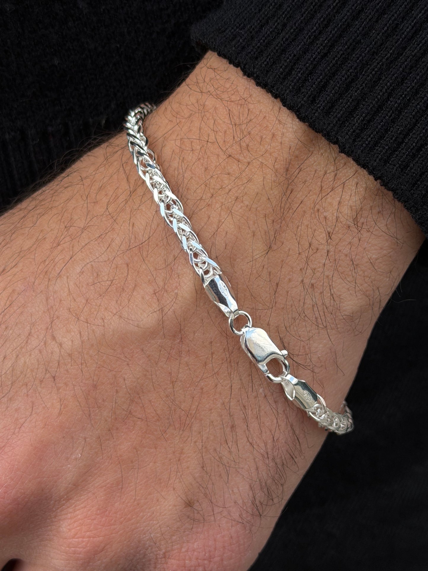 Braided Nest Bracelet for Men's Sterling Silver 925s(21cm-5mm)
