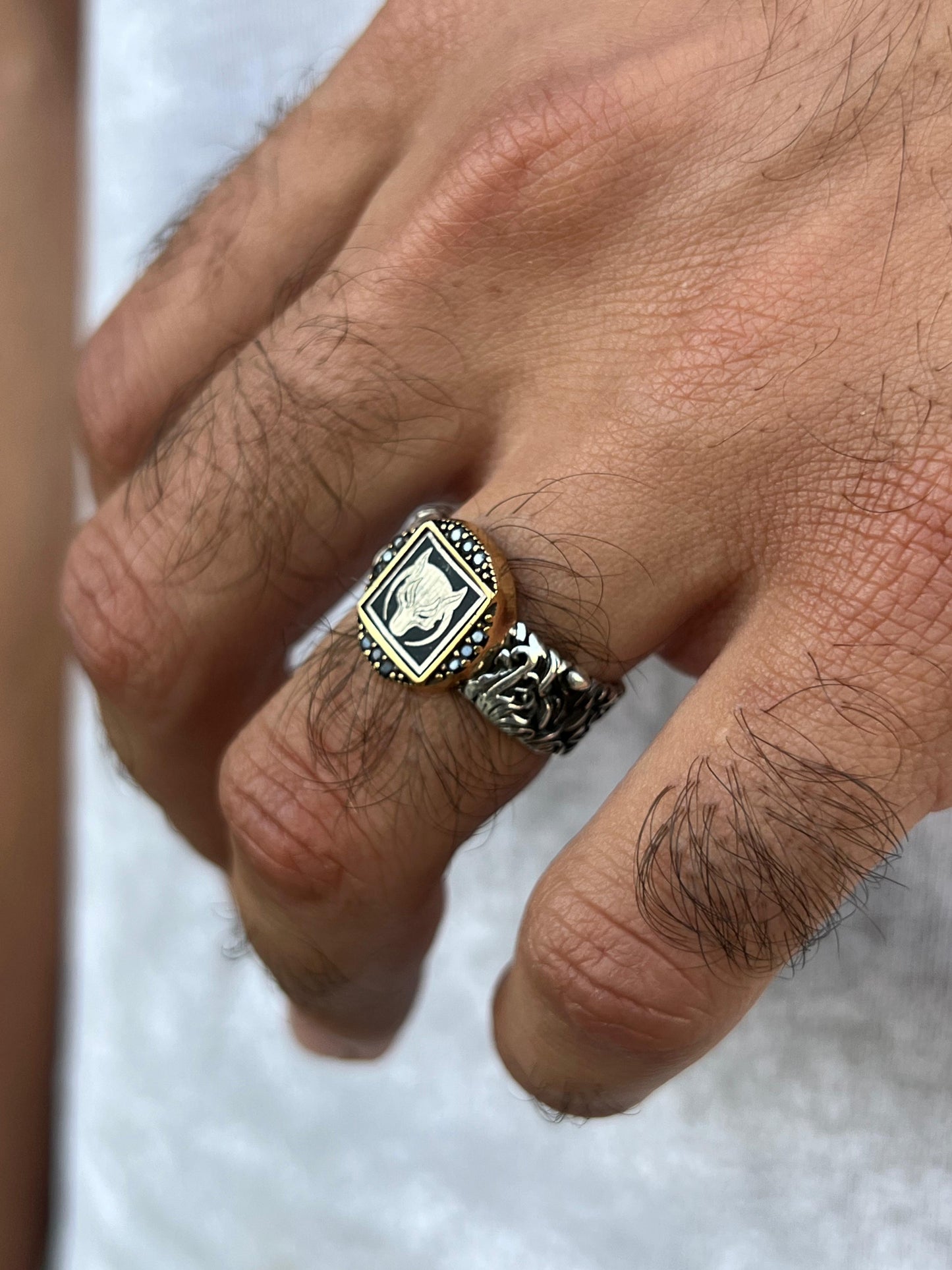 Flame Wolf  Ring -for Men's Sterling Silver 925s