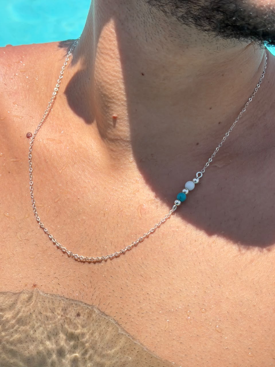 Turquoise Beaded Necklace in Sterling Silver 925s
