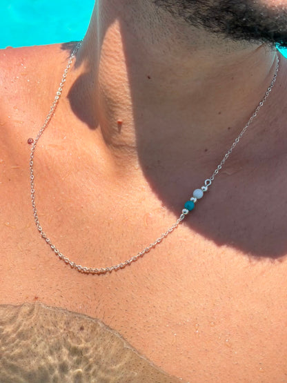 Turquoise Beaded Necklace in Sterling Silver 925s