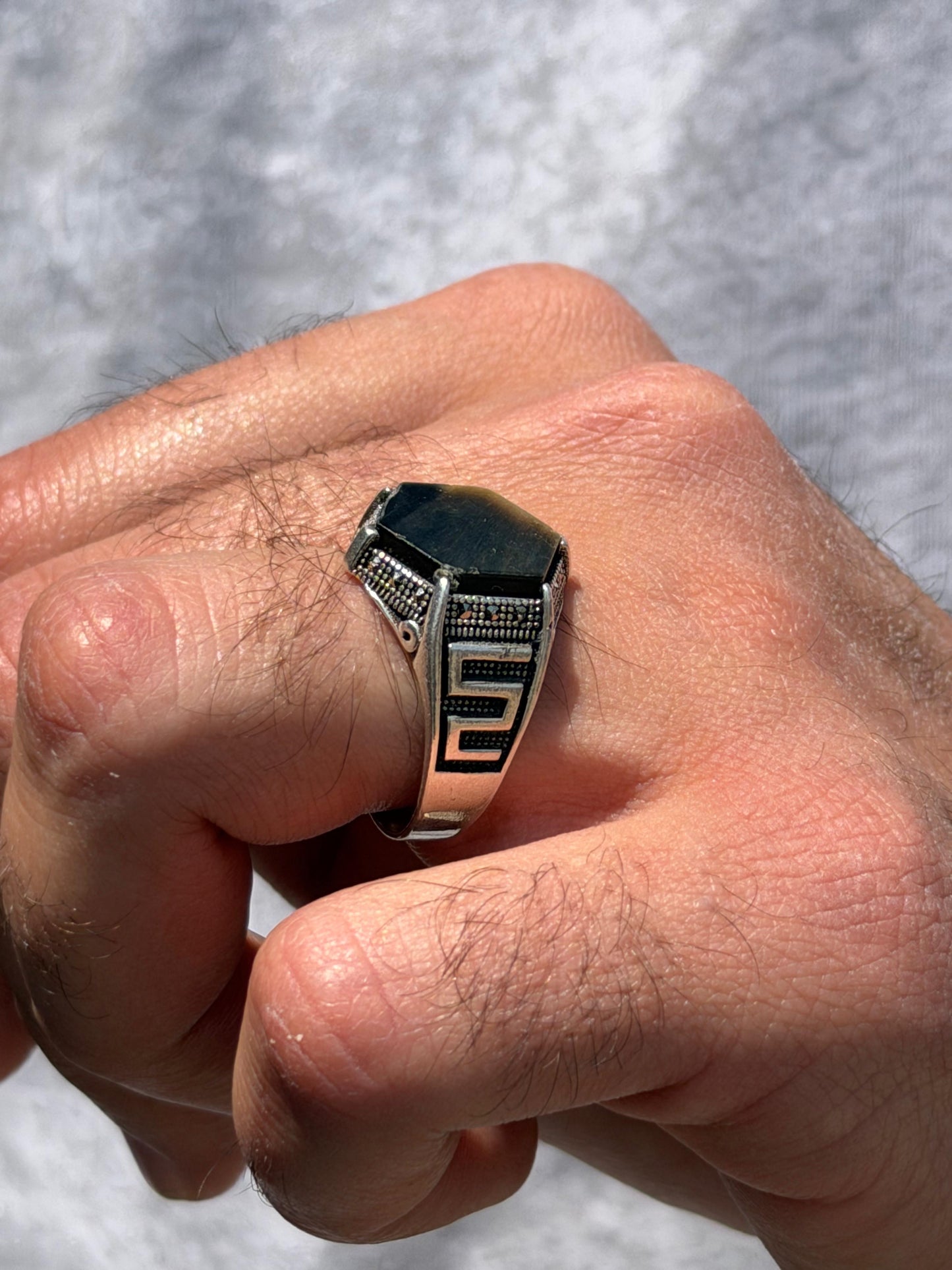 Tiger Eye Stone Ring -for Men's Sterling Silver 925s