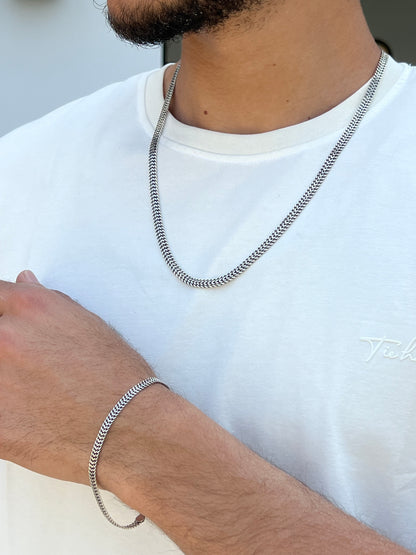 DRAGON BONE Set of Two (Necklace + Bracelet) for Men – Sterling Silver 925