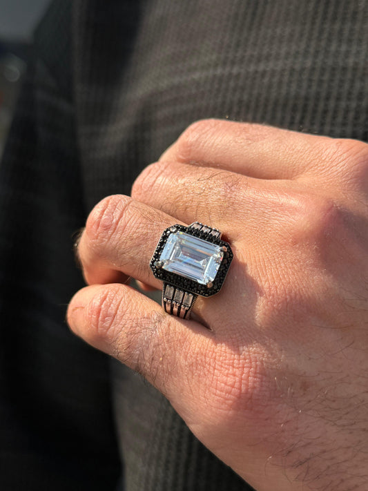 Clear Zirconia Ring -for Men's Sterling Silver 925s