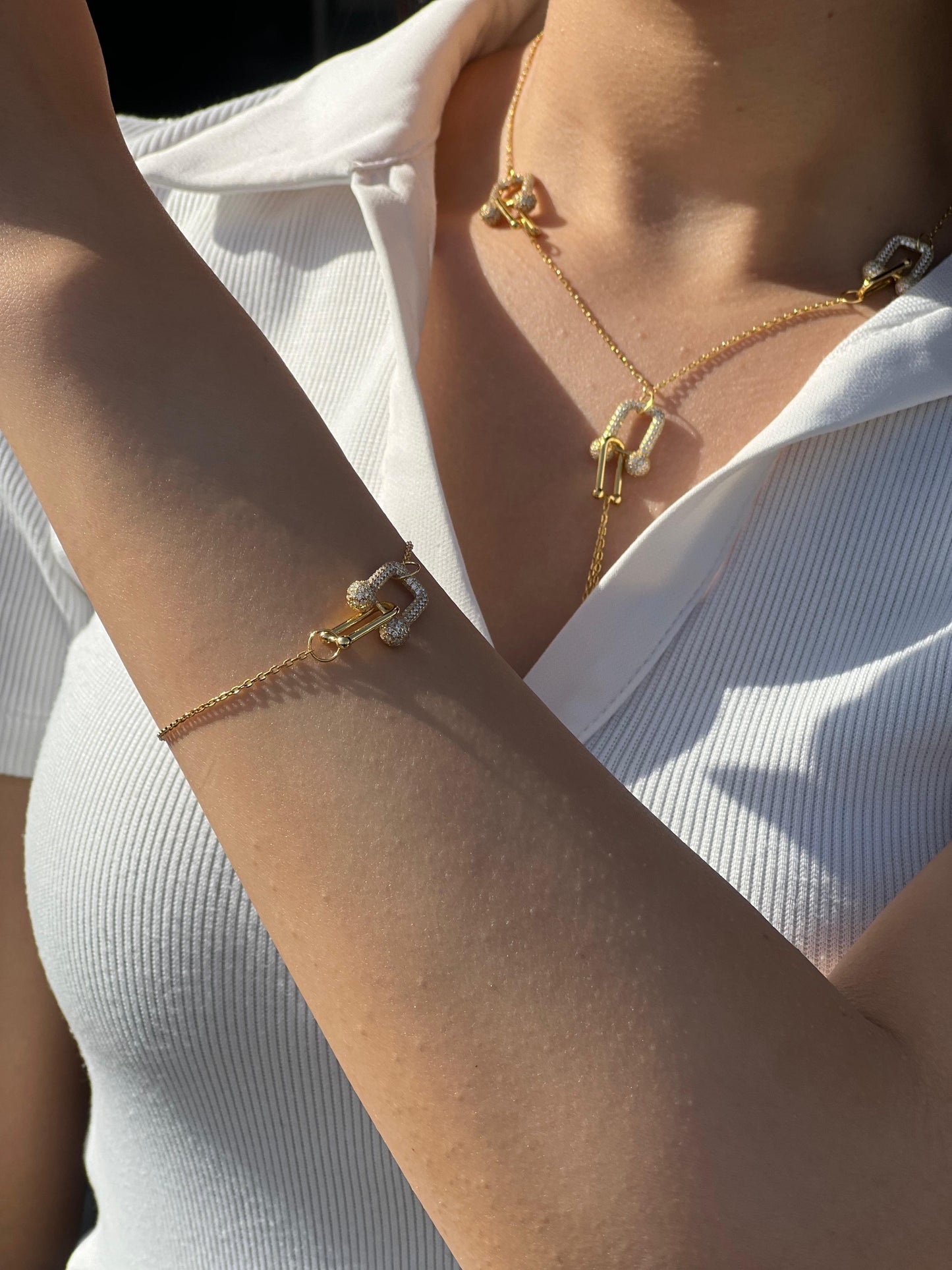 Sparkling Gold Plated Tiffany Set In Italian Sterling Silver 925/ 4 pieces