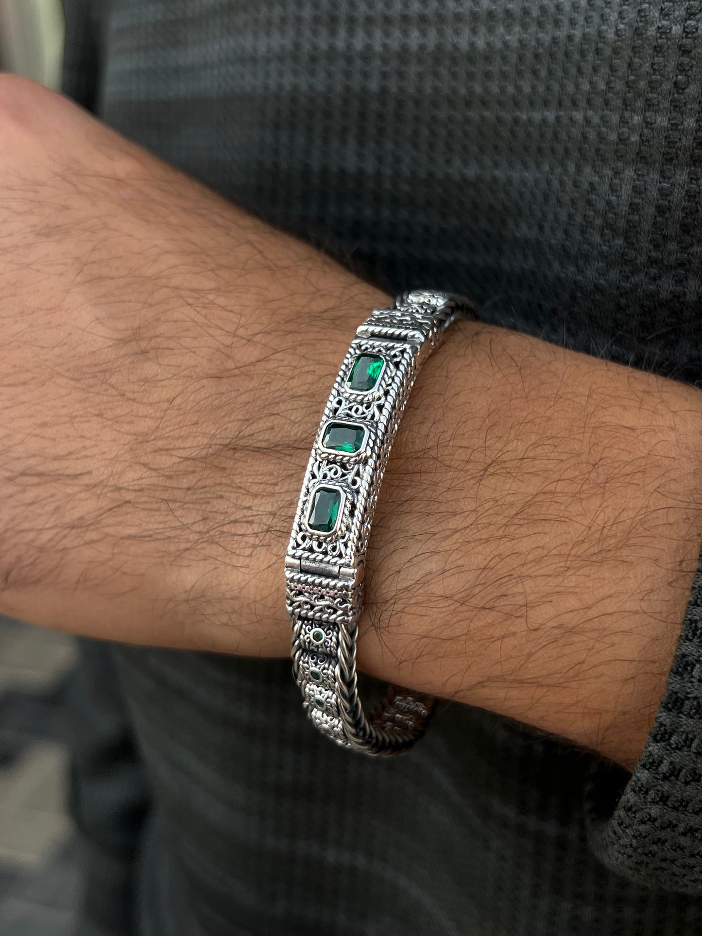 TriAura Bracelet Sterling Silver 925s-(21cm-10mm)