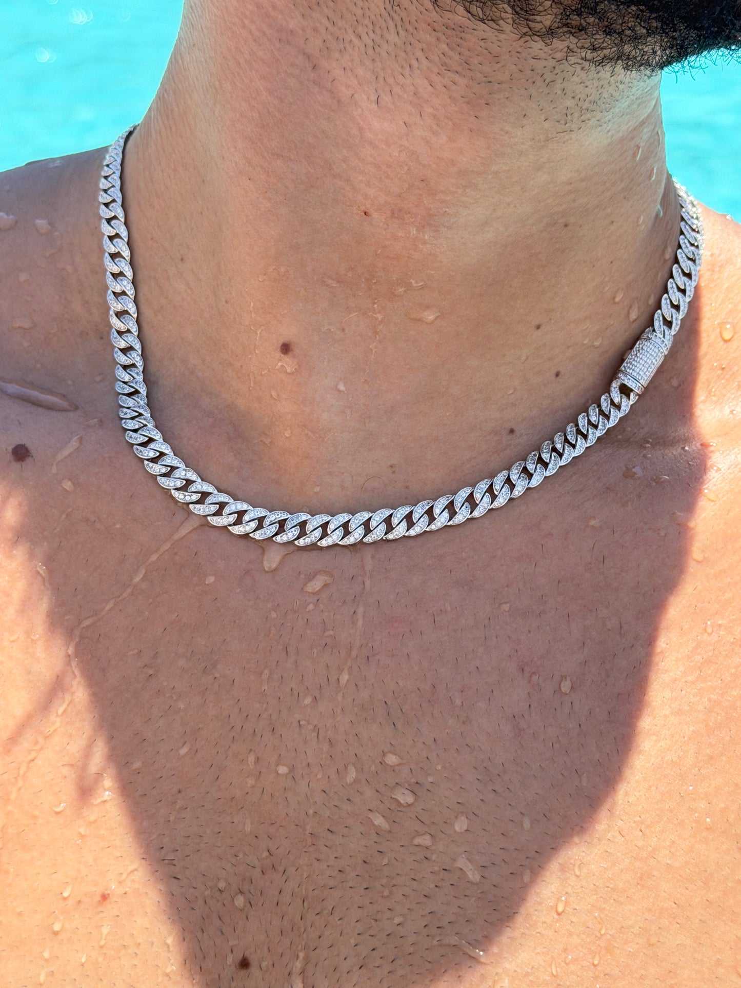 Icey Grommet Chain for Men's Sterling Silver 925s-(7.5mm-50cm)