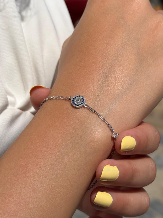 Sparkling Evil eye Bracelet -in Sterling Silver -925