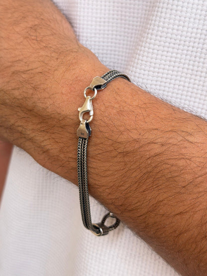 Dark Aura Bracelet for Men's Sterling Silver 925s 21cm