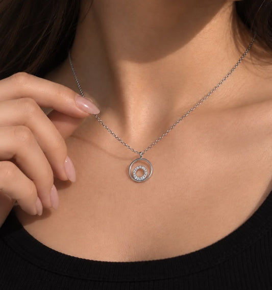 Eternity Circle  Necklace in Sterling Silver 925s