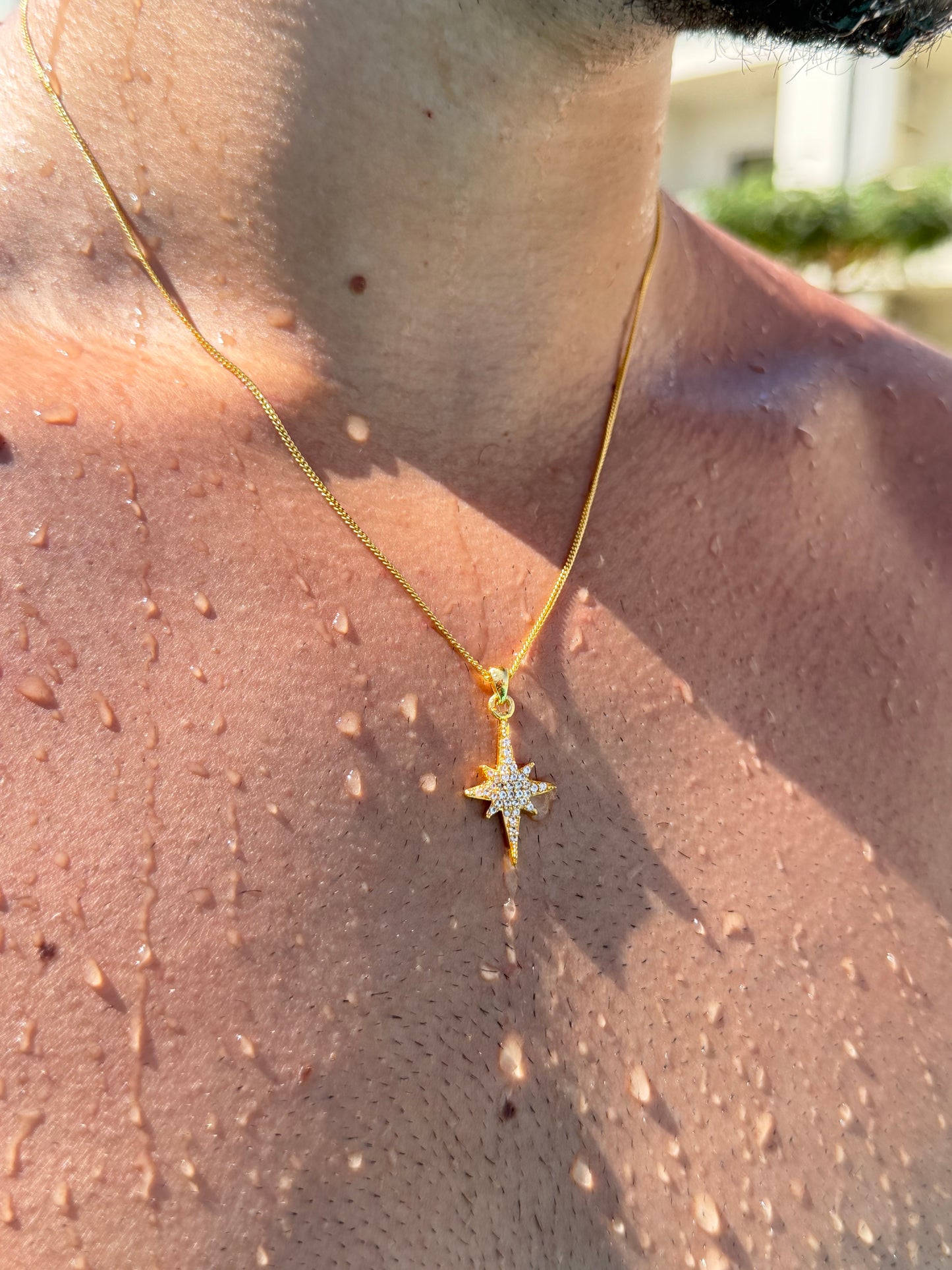GOLD Plated North Star Necklace for Men's Sterling Silver 925s