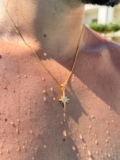 GOLD Plated North Star Necklace for Men's Sterling Silver 925s