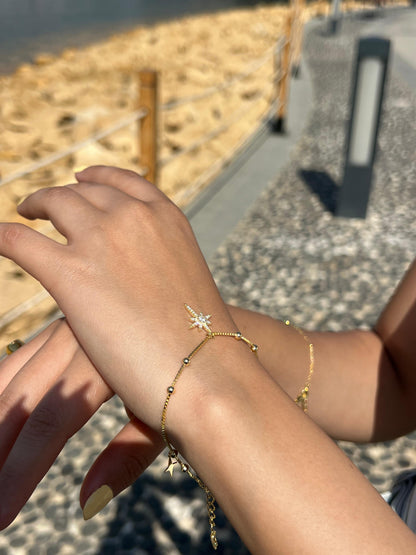 Dangling Northstar Gold plated Bracelet -in Sterling Silver -925