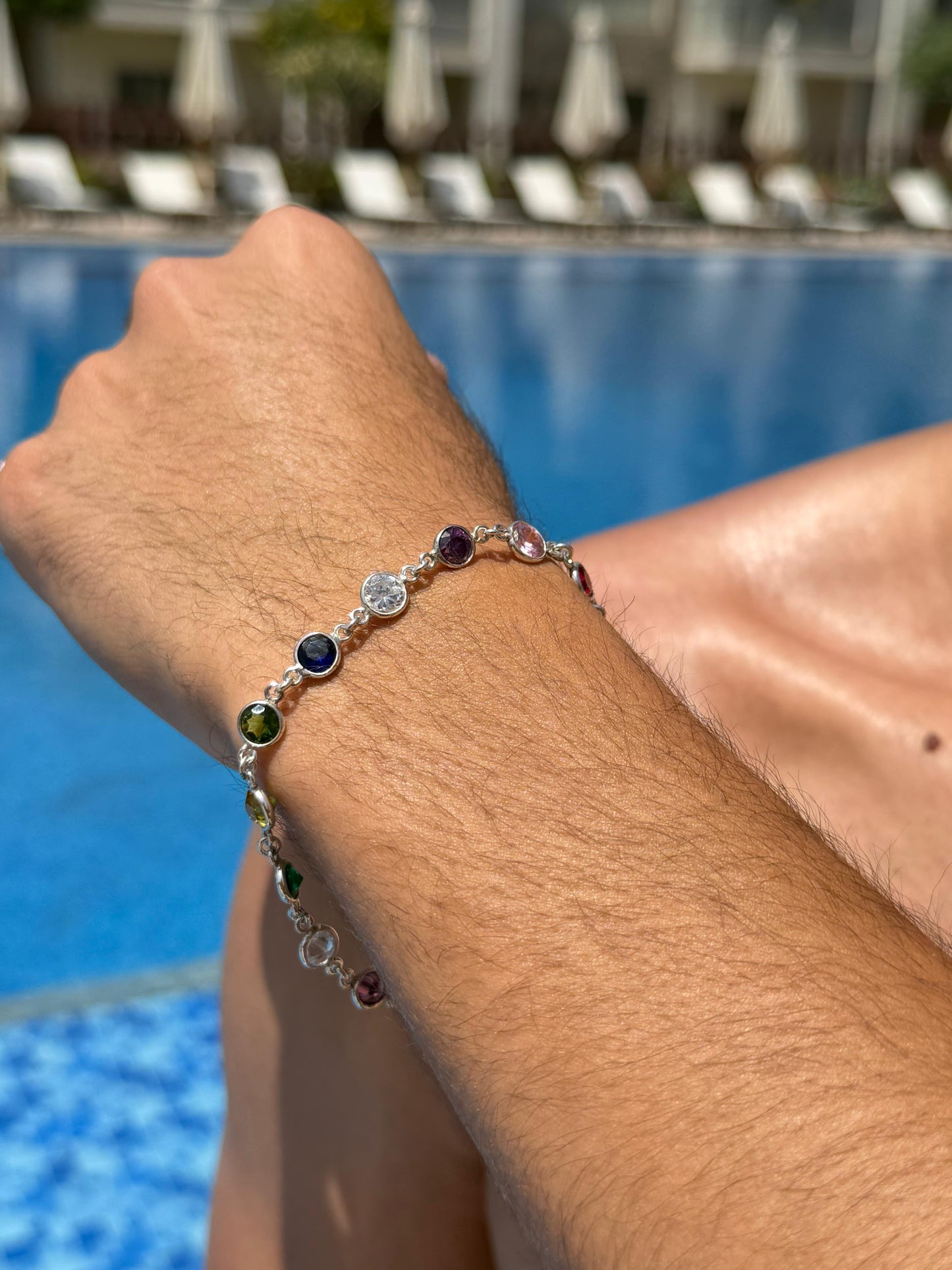 Multi ZIRCONIA Bracelet Sterling Silver 925s