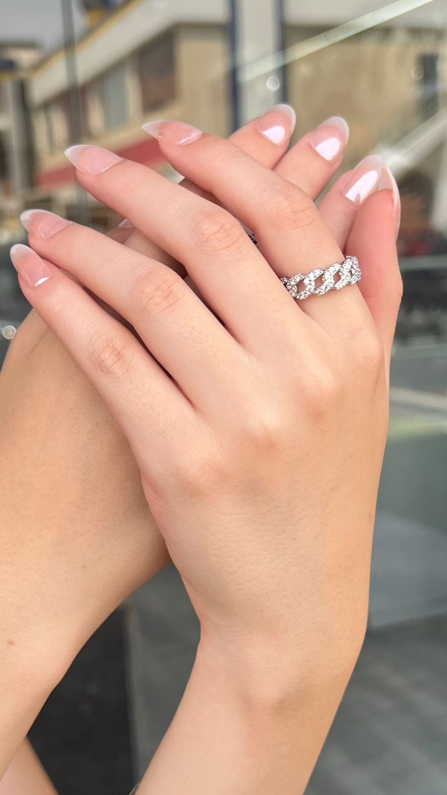 Iced Out Cuban Link Ring In Italian Sterling Silver s925