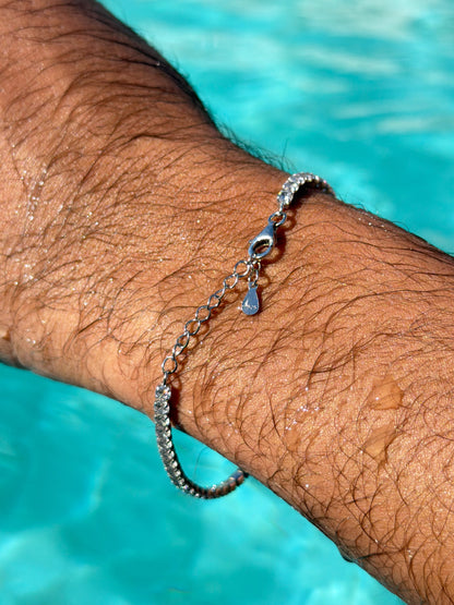 Clear Tennis Bracelet for Men's Sterling Silver- 925s-2.5mm