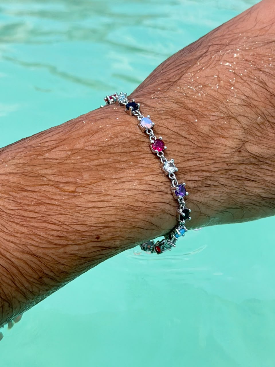 Multi Color Zirconia Bracelet Sterling Silver 925s |(18+4cm Extension)