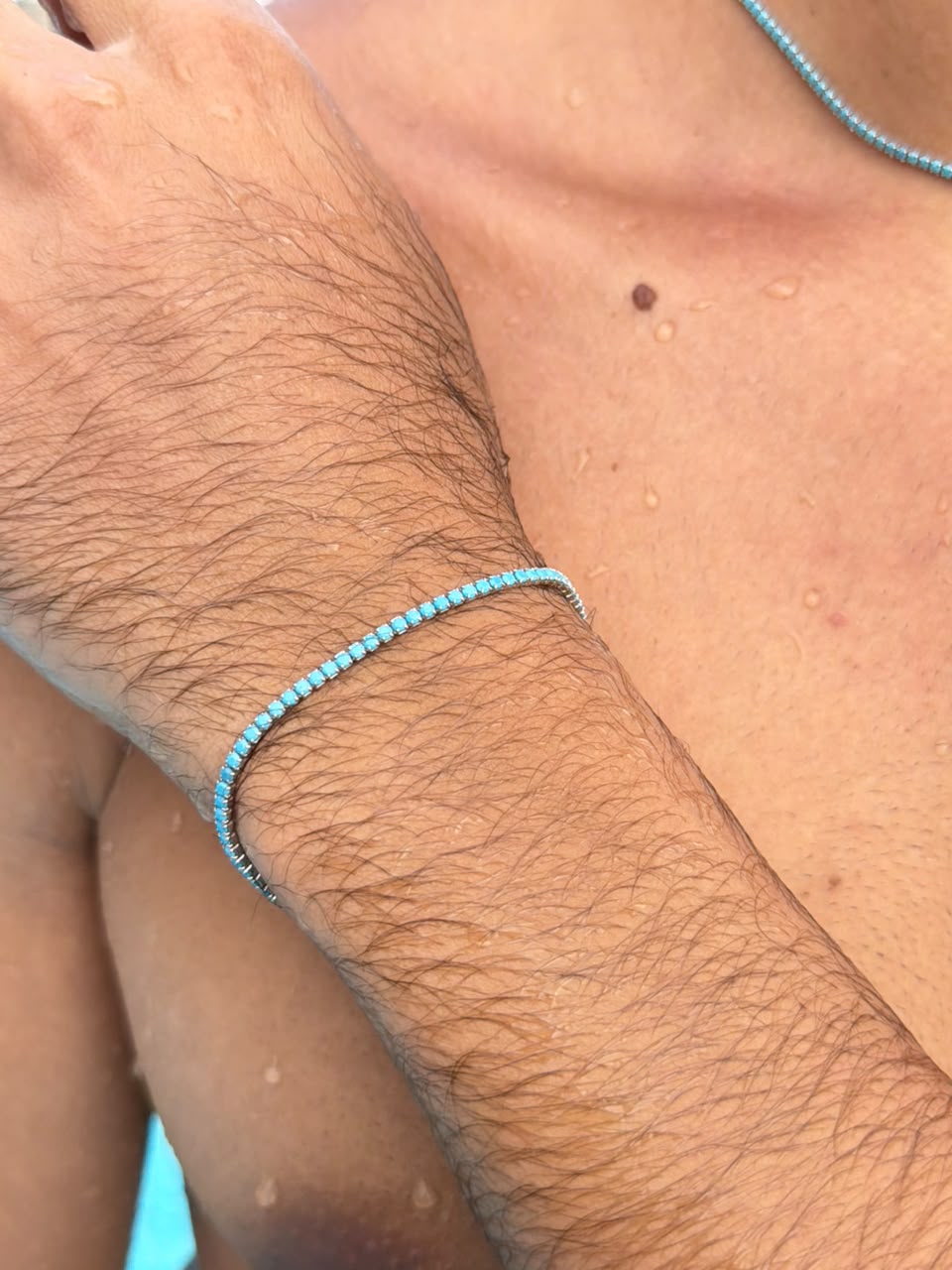 Turquoise Tennis Bracelet Sterling Silver 925s-(2.2mm)