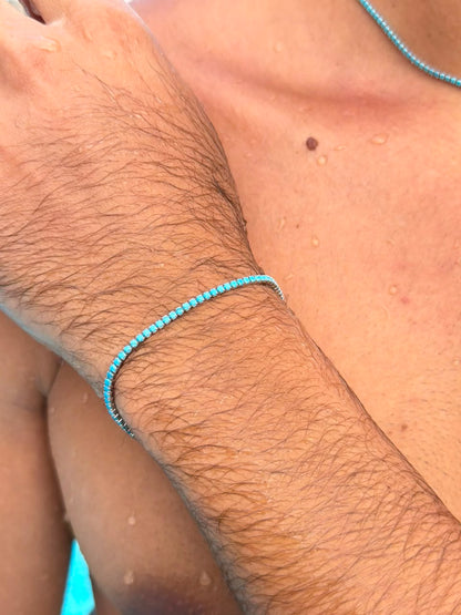 Turquoise Tennis Bracelet Sterling Silver 925s-(2.2mm)