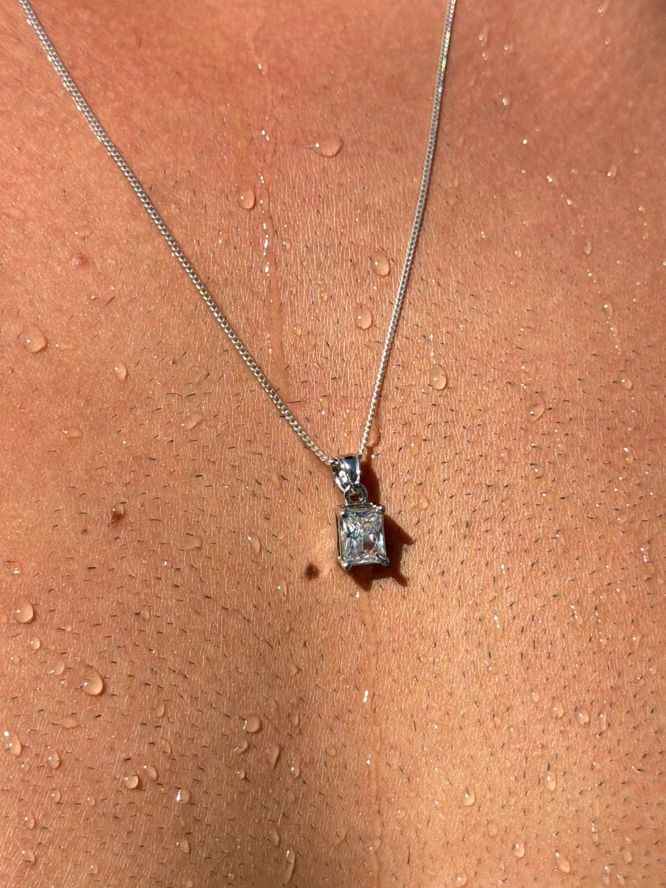 Clear glowy zirconia Necklace for Men's Sterling Silver 925s