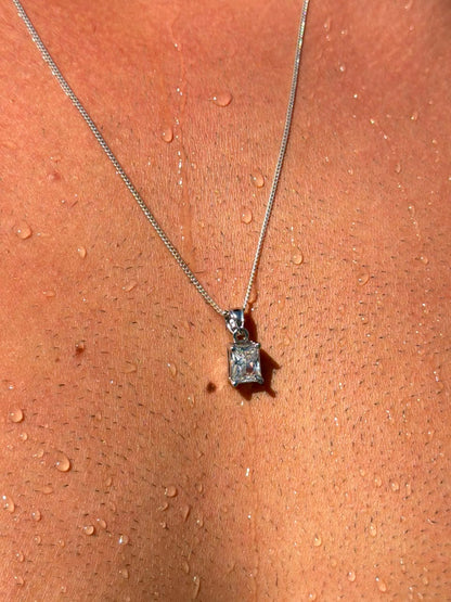 Clear glowy zirconia Necklace for Men's Sterling Silver 925s