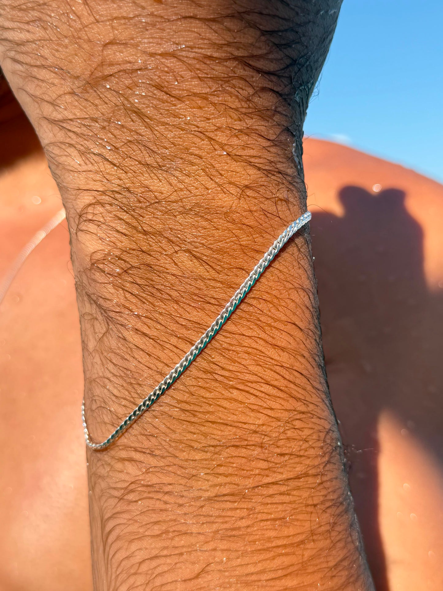 Blocked Slim Grommet-S925 Sterling Silver Bracelet -2.25mm
