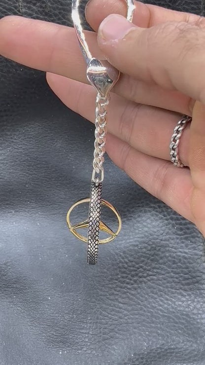 Mercedes Key Chain Rotating -Sterling Silver 925s