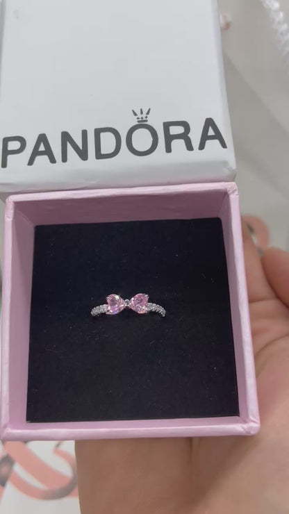 Original Pandora Women's Sparkling Pink Bow Ring