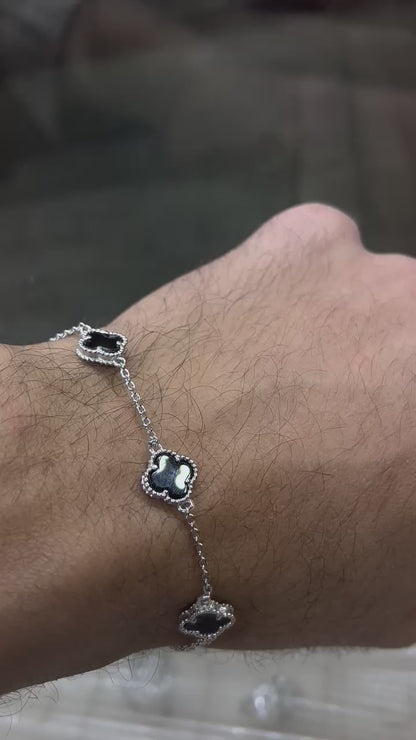 Medium Slim، Men’s 3 Van Cleef & Arpels Black Onyx Bracelet in Italian Silver S925