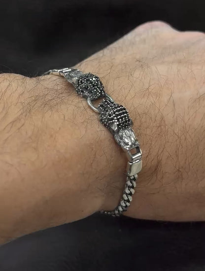 Zirconia Jaguar Link Bracelet Exclusive Bracelet S925 Sterling Silver for men
