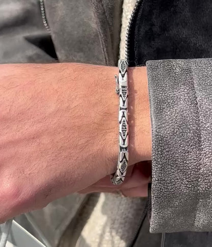 Massive zirconia King Bracelet for Men Sterling Silver 925s,