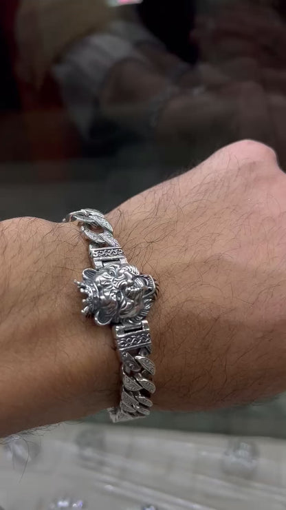 Alpha King Tiger head bracelet for men 925s