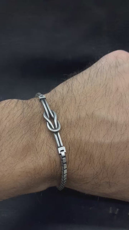 Knot Oxidised-S925 Sterling Silver Bracelet for men