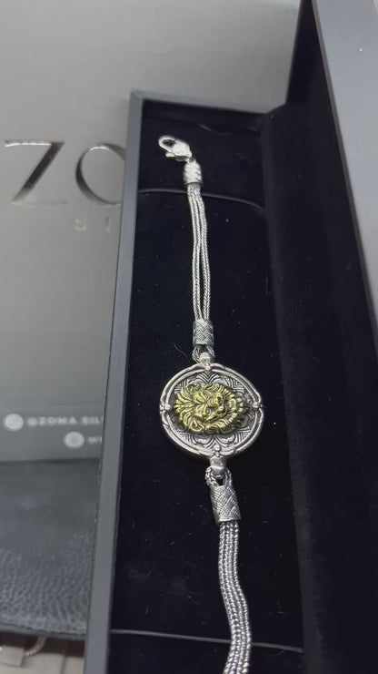 24cm Golden Majesty Lion head bracelet for men925s-