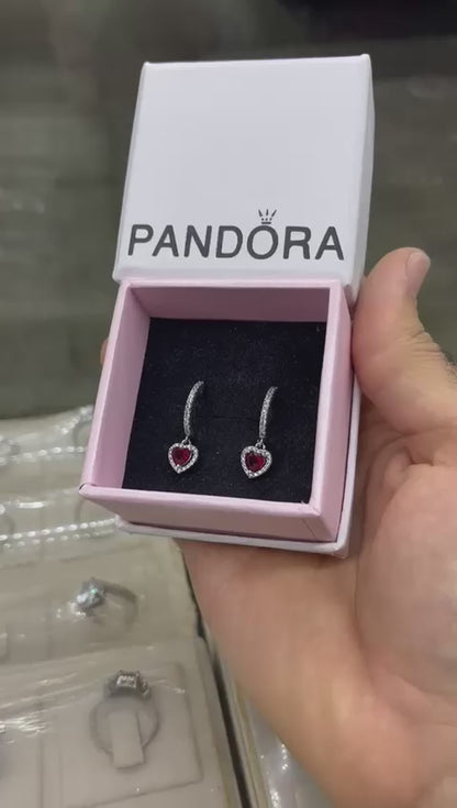 Pandora-Sparkling Halo Heart Hoop Earrings💞