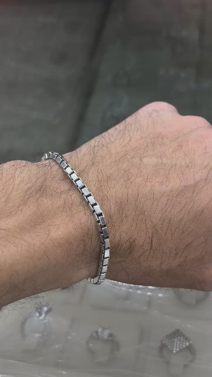Massive Box Chain Bracelet S925 Sterling Silver for men